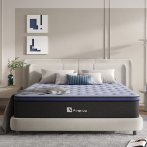 avenco queen mattress, 12 inch, bamboo charcoal memory foam, certipur-us, medium firm, pocketed coil system