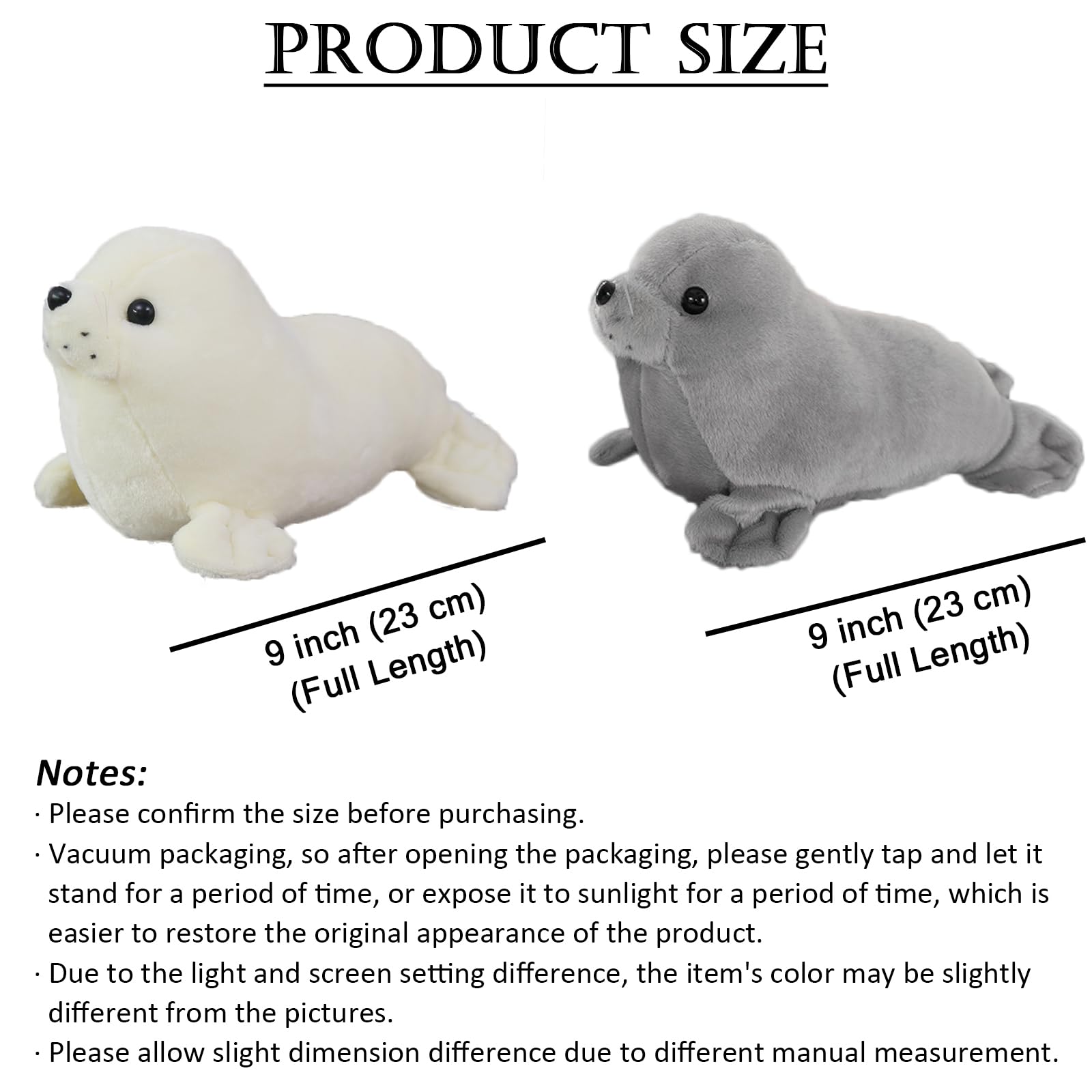 zhidiloveyou 2PCS 9" Seal Plush Stuffed Animal Cute Seal Toy Pillow Kawaii Doll Gifts for Kids