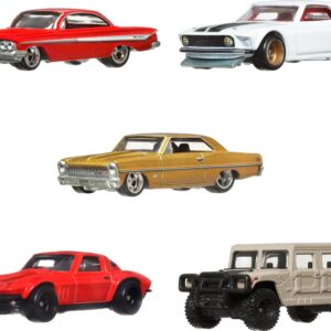 Hot Wheels Cars, Premium Fast & Furious 1:64 Scale 5-Pack Die-Cast Toy Cars for Collectors, HKF07