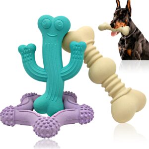 3 pack dog chew toys for aggressive chewers,indestructible dog toys with natural rubber,bamboo fiber for powerful chewers for medium,large breeds to keep pup entertained(large)