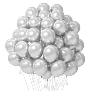 silver balloons, silver metallic balloons, 50 pcs, silver balloons 5 inch, metallic silver balloons, balloons for arch decoration, balloons for birthday wedding baby shower party decorations