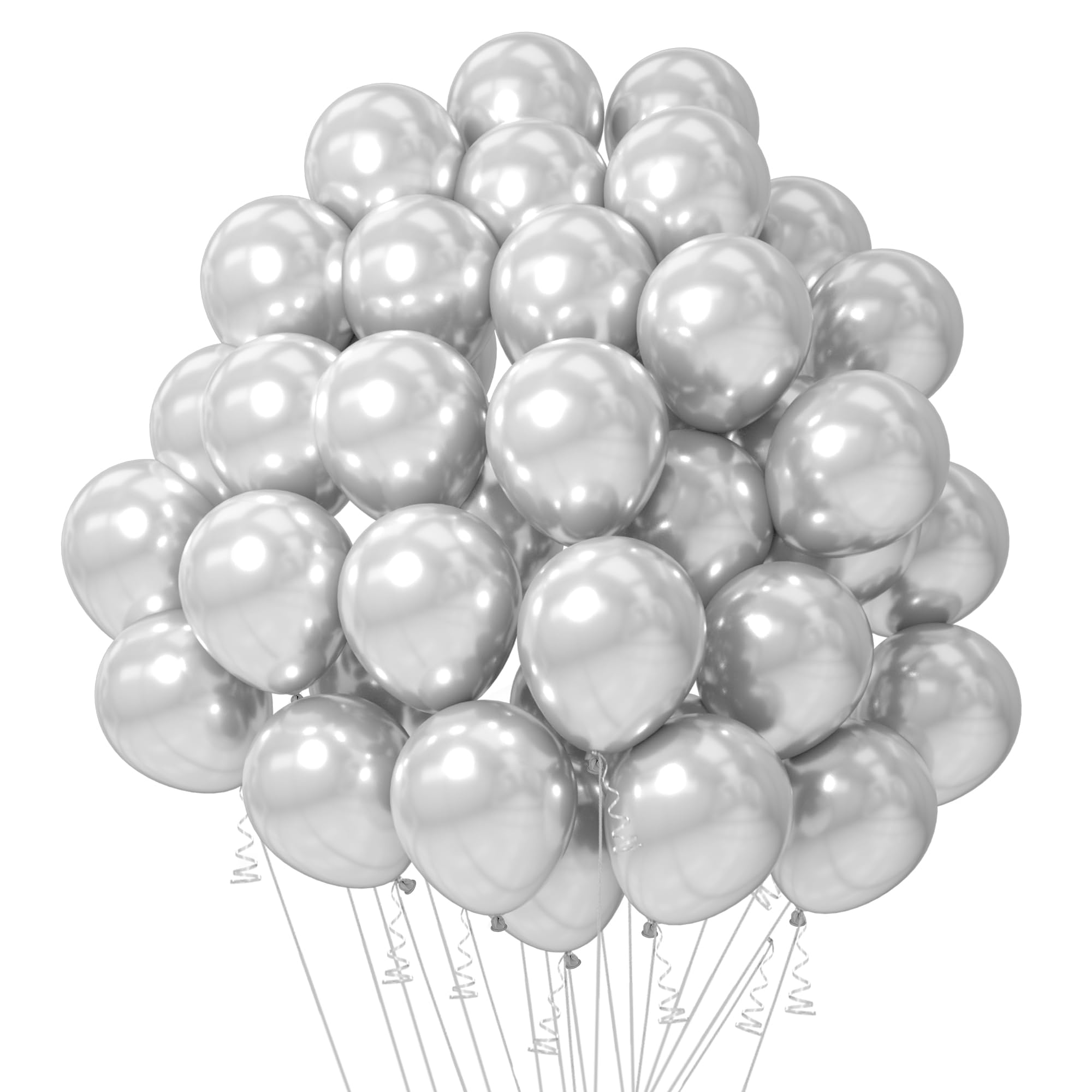 Silver Balloons, Silver Metallic Balloons, 50 PCS, Silver Balloons 5 Inch, Metallic Silver Balloons, Balloons for Arch Decoration, Balloons for Birthday Wedding Baby Shower Party Decorations