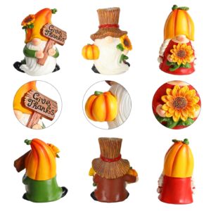 MorTime Set of 3 Thanksgiving Gnomes Table Decorations, Resin Pumpkin Gnome Centerpieces Figurines for Desk Shelf Fireplace Fall Autumn Thanksgiving Harvest Day Decor