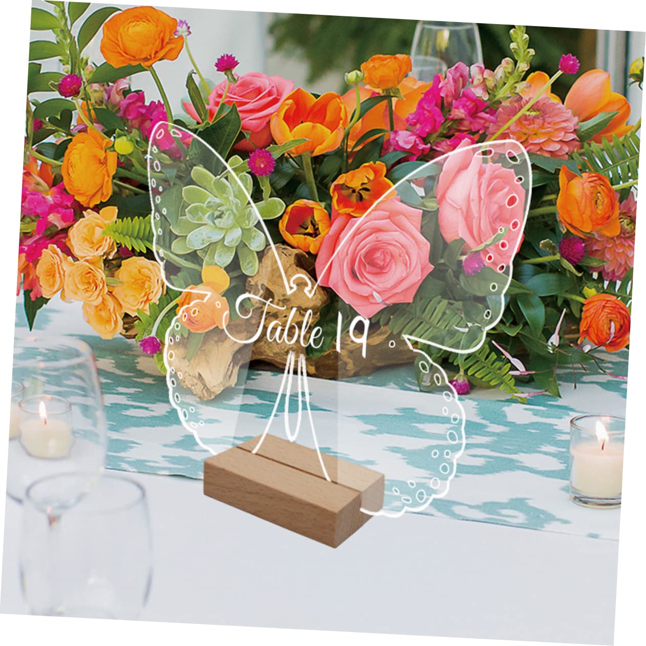 PLAFOPE 10Sets Transparent Butterfly Acrylic Sign Blanks with Wooden Stands Decorative Butterfly Shape Table Signs for Weddings Parties and Events Ideal for Table Decor and Place Settings