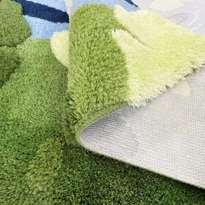 UKELER 3D Grass Moss Rug Soft Shag Bathroom Rugs Living Room Rug Kids Rug Nursery Rug Non Slip Washable Runner Rugs for Bedroom Laundry Room Playroom Hallway Home Decor 55''x27.5''