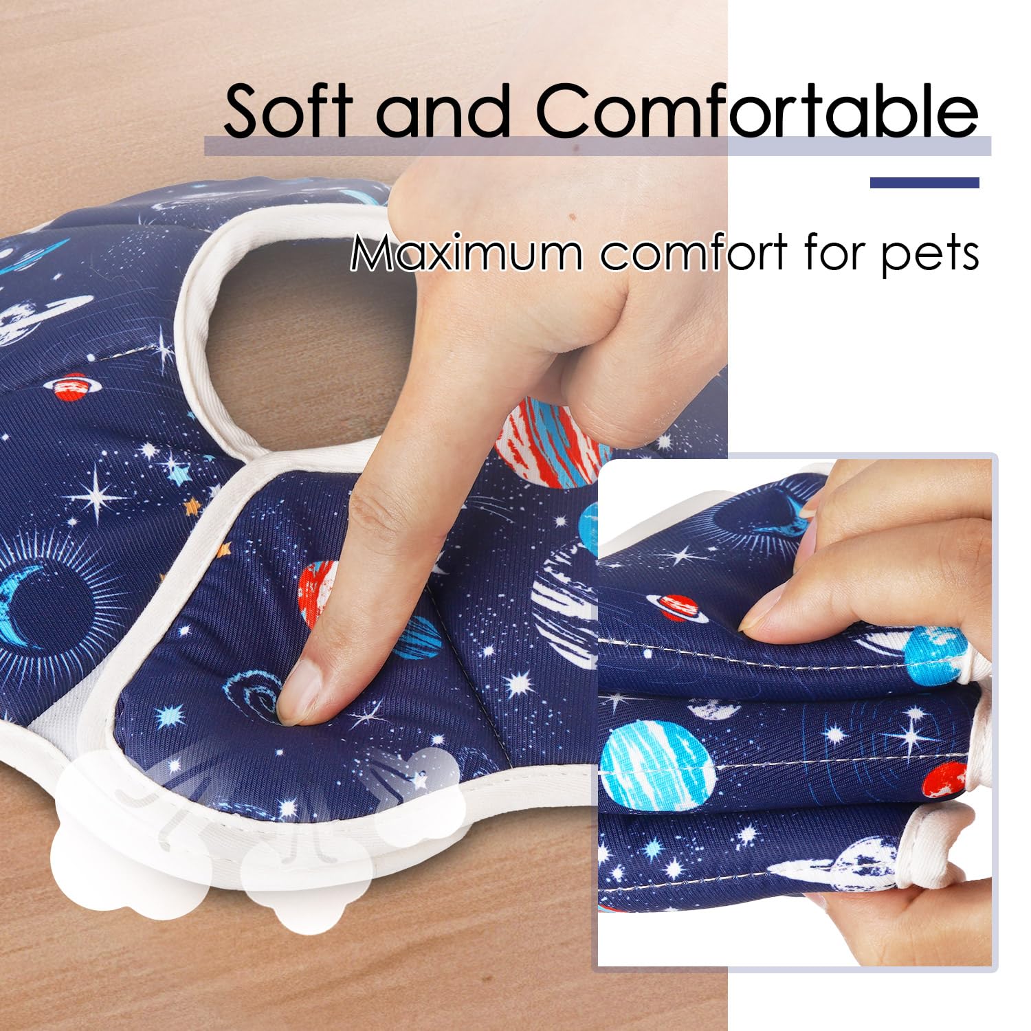 CATPRO Soft Recovery Adjustable Cat Cone fits Different Sizes cat, is Anti-Licking but has No Effect on The Cat's Daily Life, Elizabethan Neck Protective Collar for Cats Kittens-Starry Sky Blue-S