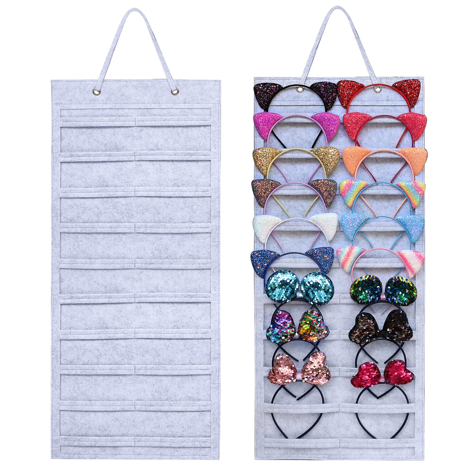 SMUK Hanging Headband Holder Organizer for Girls, Wall-mount Headband Storage Display for Women, Head Band Hair Accessories Organizer On Wall, Door, Wardrobe