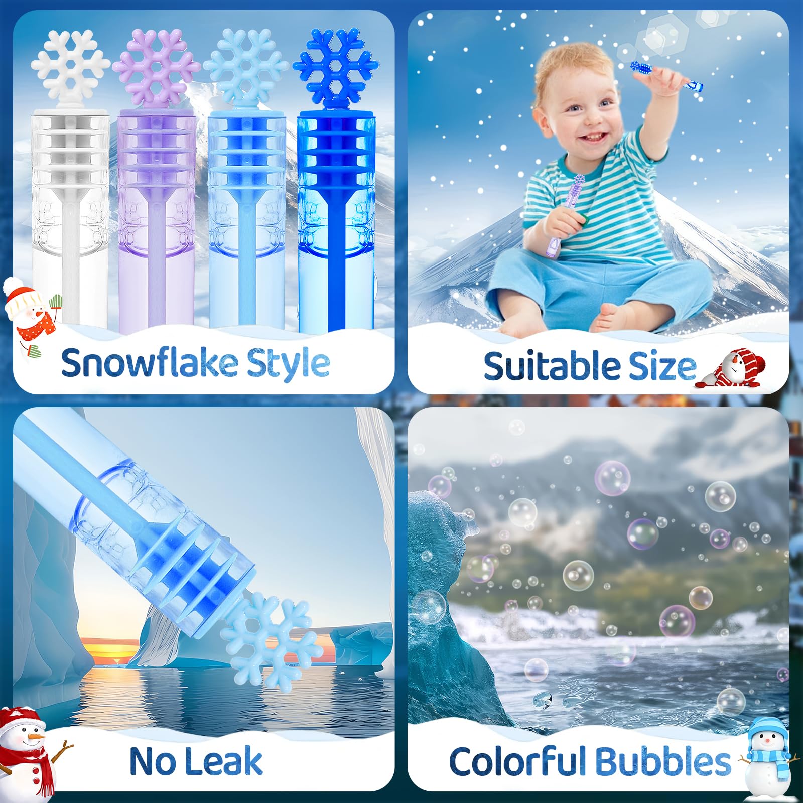 Winrayk 48Pcs Frozen Mini Bubble Wand Bubbles Party Favors for Kids Bubbles Bulk Birthday Gift Toy Prizes Valentine Christmas Wedding Snowflake Bubbles Frozen Party Favors Supplies Goodie Bag Stuffers