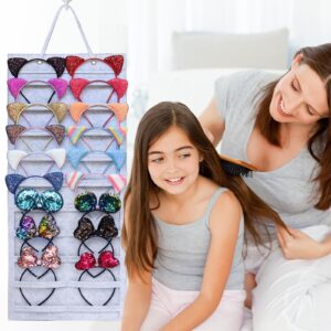 SMUK Hanging Headband Holder Organizer for Girls, Wall-mount Headband Storage Display for Women, Head Band Hair Accessories Organizer On Wall, Door, Wardrobe