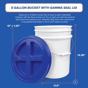 5 Gallon White Bucket with Orange Gamma Seal Screw on Airtight Lid (3 Count), Food Grade Storage, Premium HPDE Plastic, BPA Free, Durable 90 Mil All Purpose Pail, Made in USA