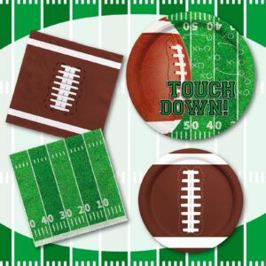 Football Party Supplies Kit Serve 50,Includes Touchdown Dinner Plates, Dessert Plates and Napkins for Football Birthday Party Football Game Day Tailgate Party Decorations