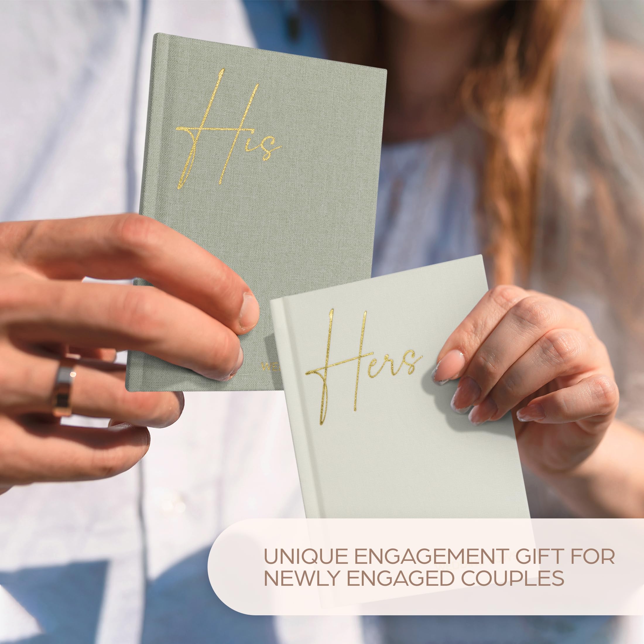 Elegant Linen Wedding Vow Books With Gold Foil Lettering - Perfectly Sized His and Hers Vow Books With Plenty Of Pages To Write Whatever is on Your Heart - A Beautiful Addition For The Wedding Day