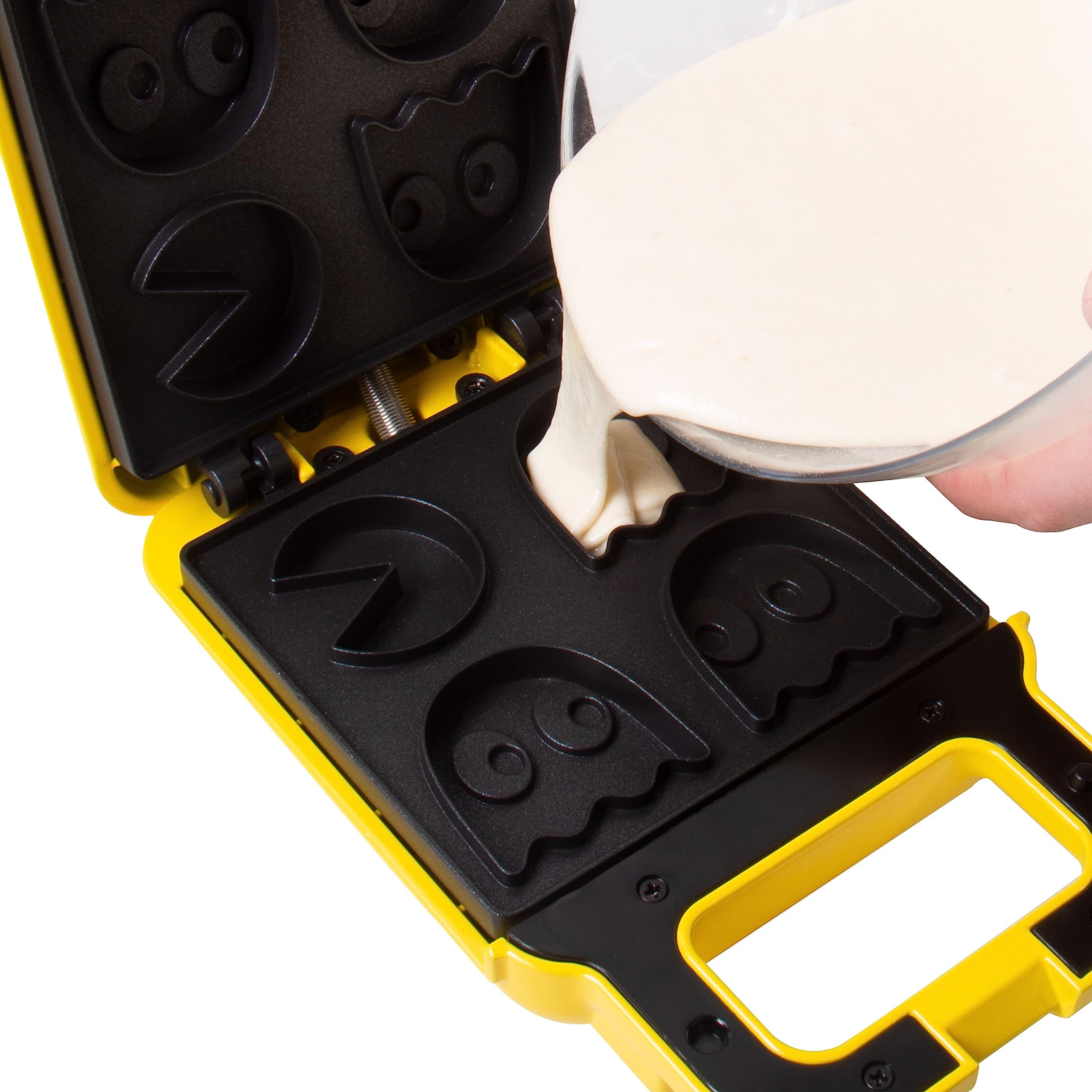 PAC-MAN Waffle Maker. Creates up to Four Delicious Waffles at once, Including PAC-MAN and three Ghosts Shapes. Mains Powered. Officially Licensed PAC-MAN Merchandise from Fizz Creations.