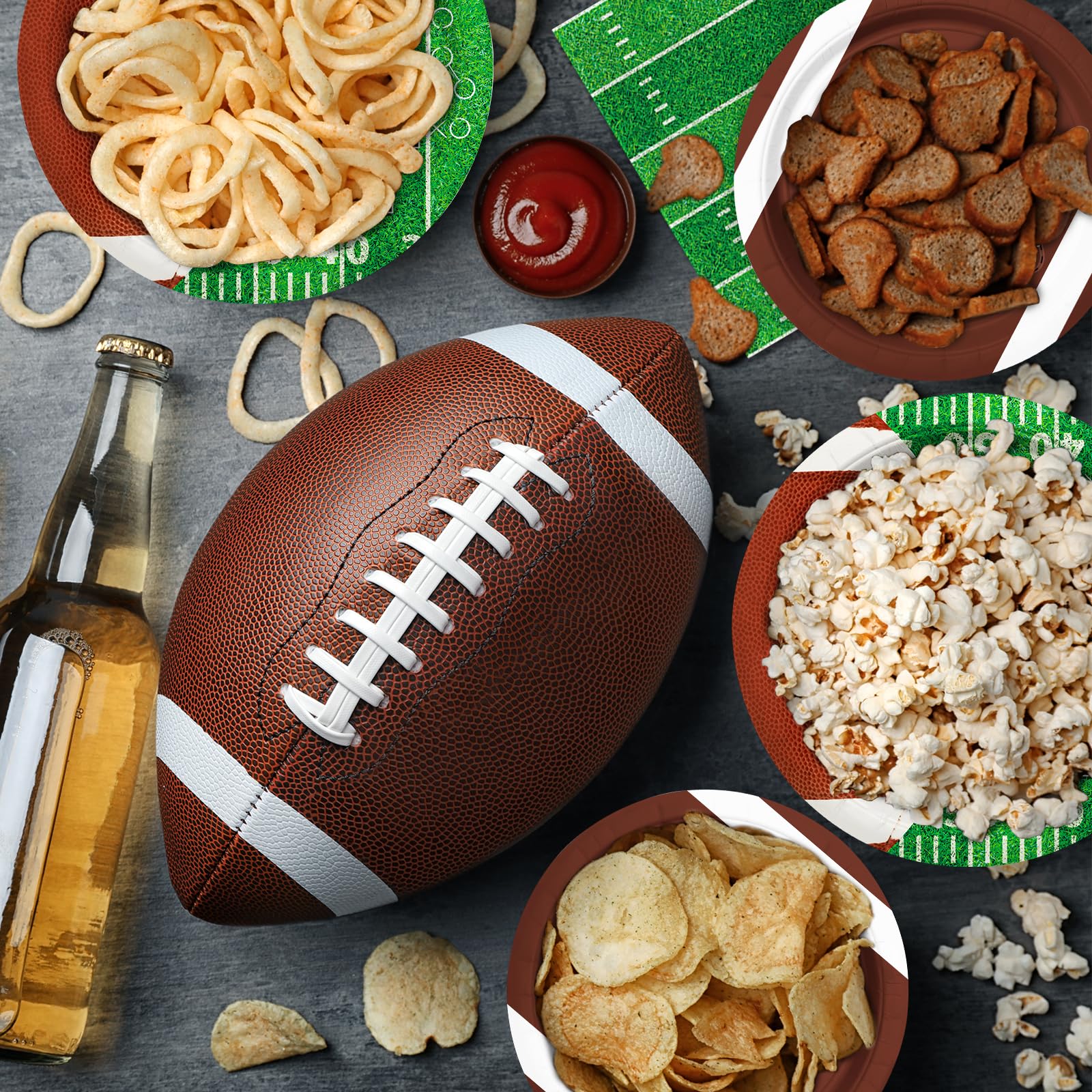 Football Party Supplies Kit Serve 50,Includes Touchdown Dinner Plates, Dessert Plates and Napkins for Football Birthday Party Football Game Day Tailgate Party Decorations