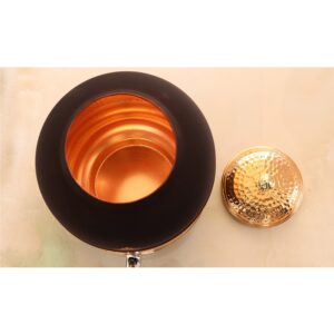 Indian Art Villa Half Hammered With Silk Finish Copper Water Pot In Black Color, Water Storage Volume - 169 Oz