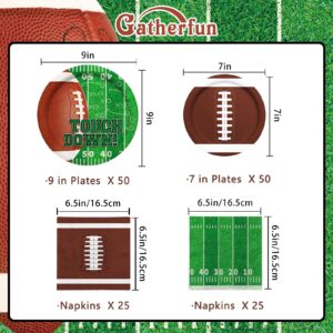 Football Party Supplies Kit Serve 50,Includes Touchdown Dinner Plates, Dessert Plates and Napkins for Football Birthday Party Football Game Day Tailgate Party Decorations