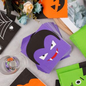 100 PK Halloween Cocktail Napkins - 4 Assorted Designs - 3-Ply Halloween Paper Napkins for Halloween Party Supplies Disposable Party Napkins Ghost Paper Beverage Napkins Bulk Kids Birthday