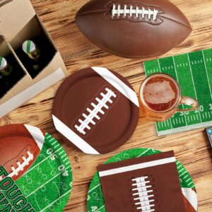 Football Party Supplies Kit Serve 50,Includes Touchdown Dinner Plates, Dessert Plates and Napkins for Football Birthday Party Football Game Day Tailgate Party Decorations