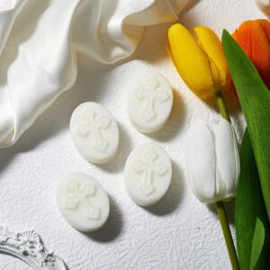 Dansib 24 Pack Cross Soap Baptism Favors Cross Heart Oval Bar Soap Baby Baptism Favor Scented Soap Favors Baby Shower Favors Christening Favors Communion Favor for Guests Wedding Birthday Gift Bridal