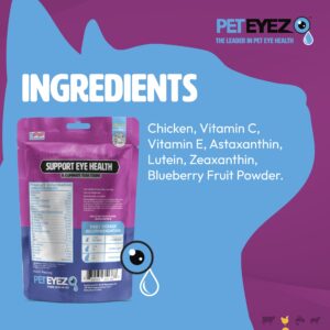 PetEyez Vitamin Treats for Cats - Tear Stain Remover - Eye Health Support - Reduces Itching & Allergies - Chicken Flavor - 1oz