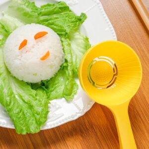 Hoypeyfiy Rice Ball Spoon, Plastic Rice Paddle,Non Stick Rice Scooper for Rice Ball Making, Kitchen, Restaurant, Sushi Making Spoon (Yellow-5Pcs)