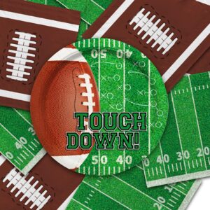 Football Party Supplies Kit Serve 50,Includes Touchdown Dinner Plates, Dessert Plates and Napkins for Football Birthday Party Football Game Day Tailgate Party Decorations