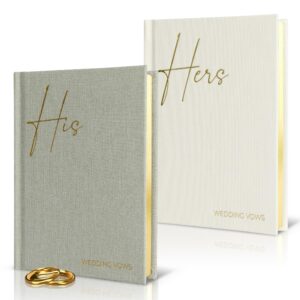 elegant linen wedding vow books with gold foil lettering - perfectly sized his and hers vow books with plenty of pages to write whatever is on your heart - a beautiful addition for the wedding day