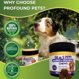 Profound Pets Pet Allergy and Itch Relief, Dog Allergy Chews, Intermittent Itchiness, Pet Probiotic, Seasonal Allergies - Anti Itch Support