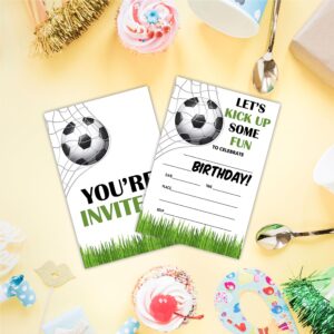 AWSICE Soccer Birthday Party Invitations, Sports Invite Cards (20-Pack) with Envelopes, Birthday Party Supplies Decorations(4"x6")-C13