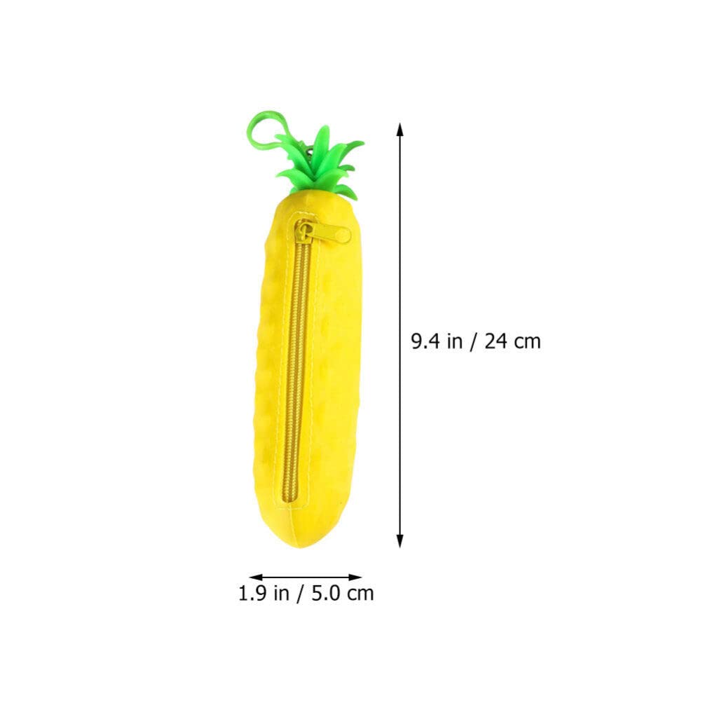 NUOBESTY Silicone Pencil Holder Cute Zipper Case Pineapple Shaped Makeup Bag Organizer Stationery Purse Wallet Cosmetic Brush Bags