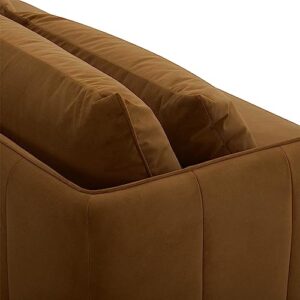 KISLOT 84 Inch Velvet Sofa Upholstered Modern Couch 3-Seat for Living Room, 85'', Ochre Brown