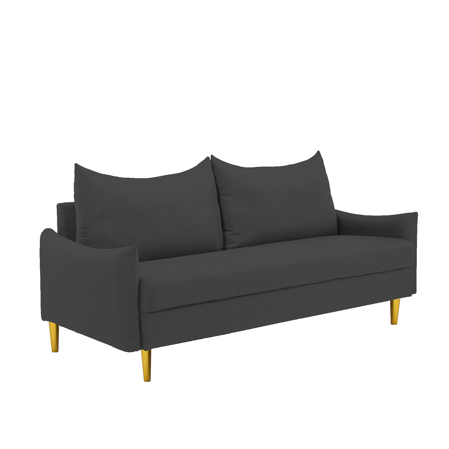 AnwickNomo Modern 67" Fabric Loveseat Sofa, 2-Seater Couch for Living Room, Small Space Furniture with Golden Legs, Upholstered Love Seats for Apartment, Bedroom, Living Room, Home Office (Dark Grey)