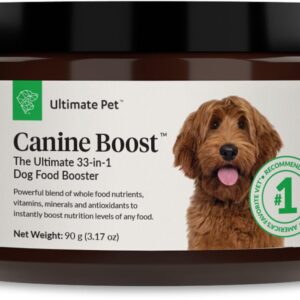 Ultimate Pet Nutrition Canine Boost, 33-in-1 Natural Grain Free Dog Food Booster Topper with Vitamins, Amino Acids, Probiotics, and Digestive Enzymes for Dog Health