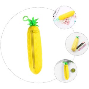 NUOBESTY Silicone Pencil Holder Cute Zipper Case Pineapple Shaped Makeup Bag Organizer Stationery Purse Wallet Cosmetic Brush Bags