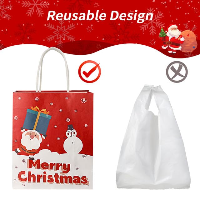 Kidtion Christmas Gift Bags 60 PCS, Durable Christmas Bags with Tissue Paper, 6 Styles Gift Bags Bulk with Handles, Reusable Small Gift Bags Xmas Paper Bags, Party Favors Holiday Gift Bags