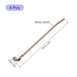 uxcell Stainless Steel Spoon Straws, 4Pcs 8.6" Reusable Metal Long Handle Drinking Straws Spoon for Milkshake Drinks Cocktail, Rose Gold