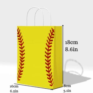 18 Pcs Softball Party Favors Gift Bags - Softball Goodie Bags Favors for Kids Adult Team - Softball Theme Birthday Party decoration bags - Supplies Paper Bag with Handle - Softball Paper Bags.