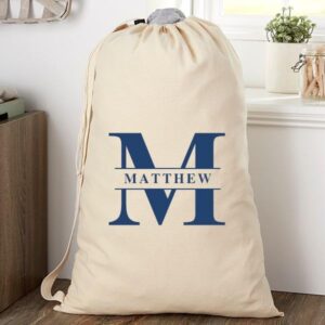 Personalization Universe Lavish Last Name Personalized Canvas Laundry Bag for College, Travel, and Home, Custom Laundry Bags with Monogram, Customized Gifts for College Students