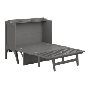 afi northampton full size murphy bed desk with mattress and built in charging in grey