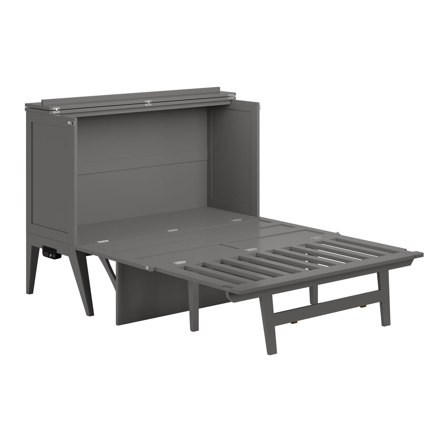 AFI Northampton Full Size Murphy Bed Desk with Mattress and Built in Charging in Grey