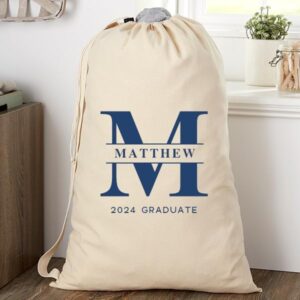 Personalization Universe Lavish Last Name Personalized Canvas Laundry Bag for College, Travel, and Home, Custom Laundry Bags with Monogram, Customized Gifts for College Students