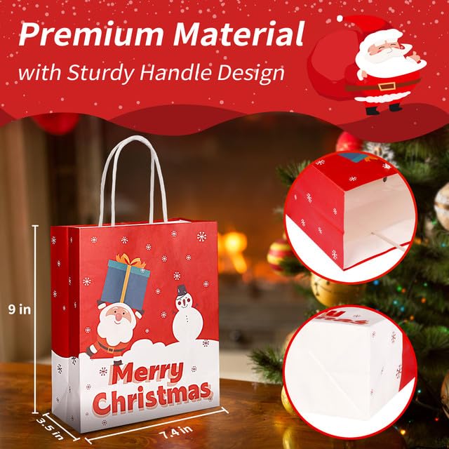 Kidtion Christmas Gift Bags 60 PCS, Durable Christmas Bags with Tissue Paper, 6 Styles Gift Bags Bulk with Handles, Reusable Small Gift Bags Xmas Paper Bags, Party Favors Holiday Gift Bags