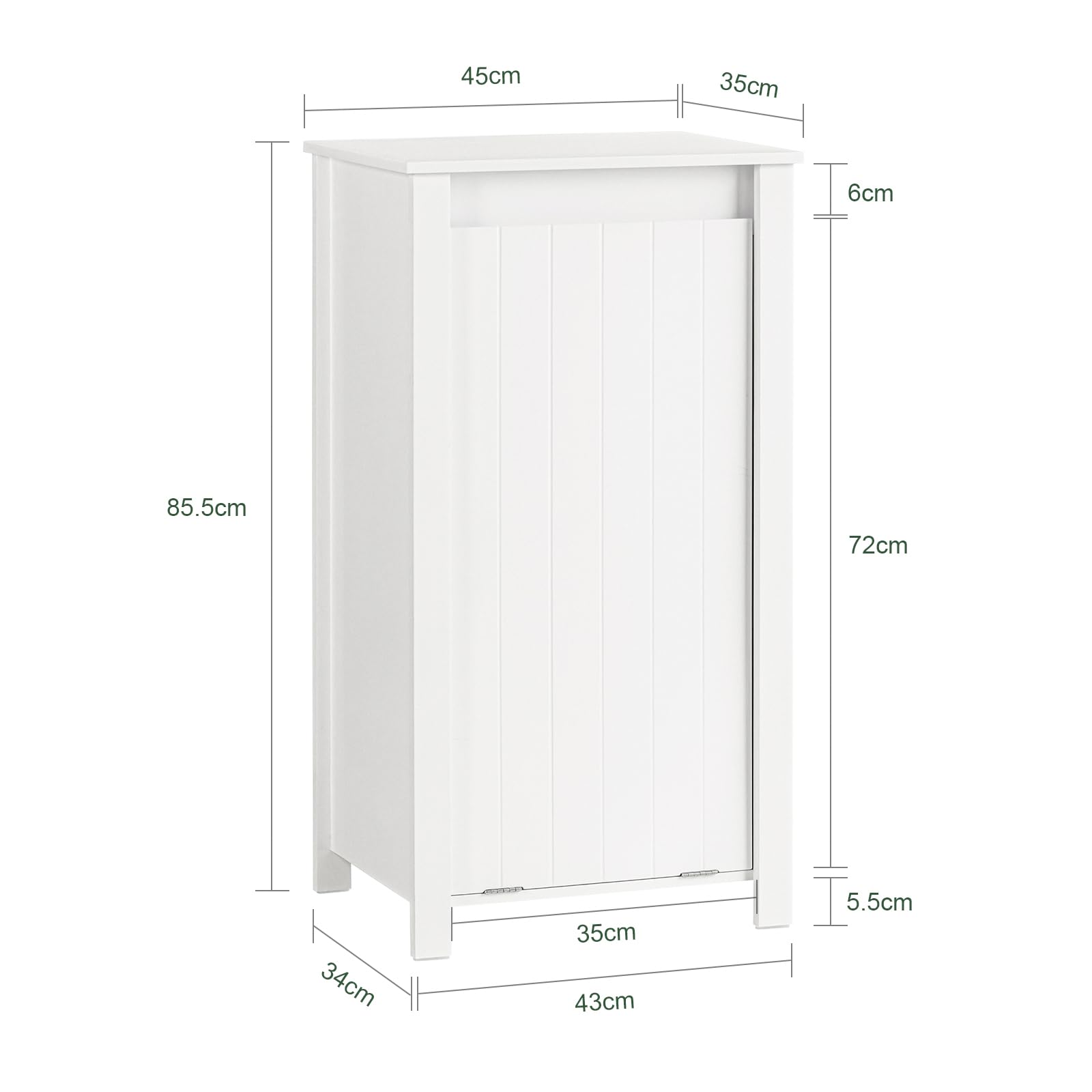 Haotian Laundry Cabinet Laundry Chest Bathroom Cabinet Storage Cabinet with Laundry Basket, White BZR100-W