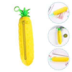 NUOBESTY Silicone Pencil Holder Cute Zipper Case Pineapple Shaped Makeup Bag Organizer Stationery Purse Wallet Cosmetic Brush Bags