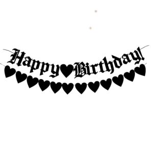 Gothic HAPPY BIRTHDAY Banner,Celebrate the occasion with this fun, quirky, alternative banner, Old English Gothic banners,for 20th 30th 40th Birthday