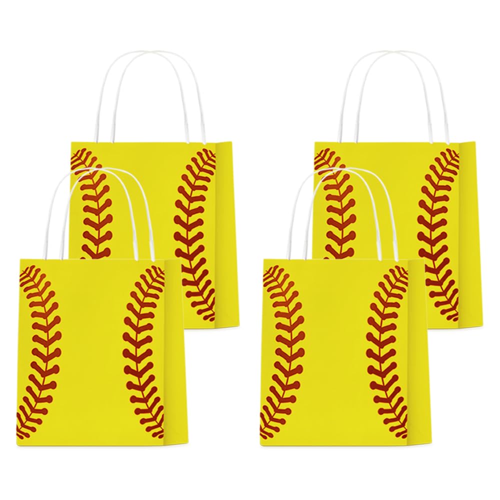 18 Pcs Softball Party Favors Gift Bags - Softball Goodie Bags Favors for Kids Adult Team - Softball Theme Birthday Party decoration bags - Supplies Paper Bag with Handle - Softball Paper Bags.