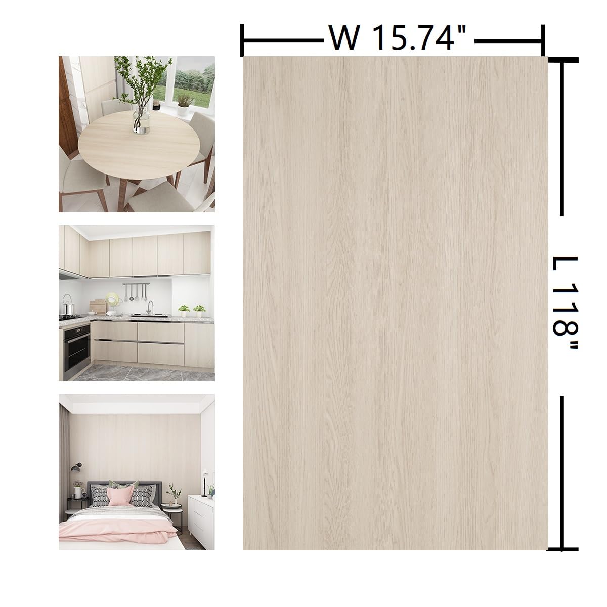 Boobest Beige Cherry Wood Wallpaper Peel and Stick Wallpaper Thick Wood Grain Contact Paper for Cabinets Countertops Waterproof Self Adhesive Light Wood Contact Paper Vinyl Wall Paper 15.74" x 118"