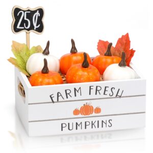 thanksgiving decor, fall tiered tray decor, fall pumpkin mini wood crate decorations set, farmhouse table centerpiece decor kit for fall decor