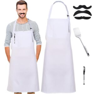 mepase 6 pcs black mustache set kitchen cooking slotted spatula black ink pens bib aprons with pocket for halloween cosplay costume