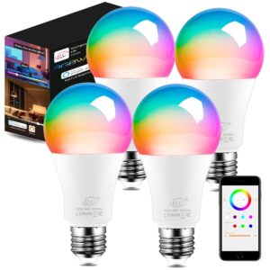 ilc alexa light bulbs (130 watt equivalent) smart light bulbs work with alexa required echo device, 1300 lumens, color changing warm white 2700k, 13w bright led bulbs (4 pack)